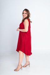 Vestido Dandara - Midi de Alça Decote V em Linho Light - Naguirre Shop