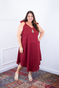 Vestido Dandara - Midi de Alça Decote V em Linho Light - Naguirre Shop