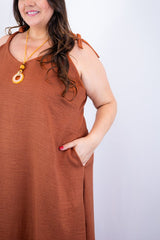 Vestido Dandara - Midi de Alça Decote V em Linho Light - Naguirre Shop