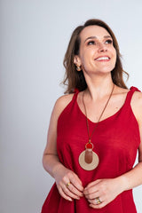 Vestido Dandara - Midi de Alça Decote V em Linho Light - Naguirre Shop