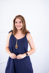 Vestido Dandara - Midi de Alça Decote V em Linho Light - Naguirre Shop