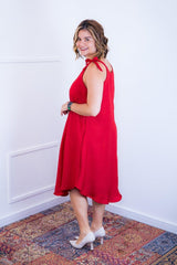 Vestido Dandara - Midi de Alça Decote V em Linho Light - Naguirre Shop