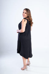 Vestido Dandara - Midi de Alça Decote V em Linho Light - Naguirre Shop