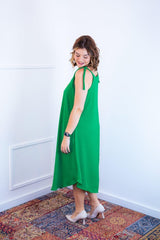 Vestido Dandara - Midi de Alça Decote V em Linho Light - Naguirre Shop