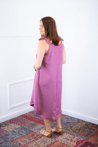 Vestido Dandara - Midi de Alça Decote V em Linho Light - Naguirre Shop