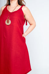 Vestido Dandara - Midi de Alça Decote V em Linho Light - Naguirre Shop