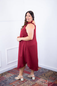 Vestido Dandara - Midi de Alça Decote V em Linho Light - Naguirre Shop