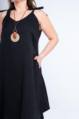 Vestido Dandara - Midi de Alça Decote V em Linho Light - Naguirre Shop