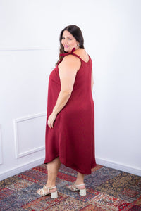 Vestido Dandara - Midi de Alça Decote V em Linho Light - Naguirre Shop