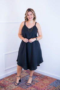 Vestido Dandara - Midi de Alça Decote V em Linho Light - Naguirre Shop