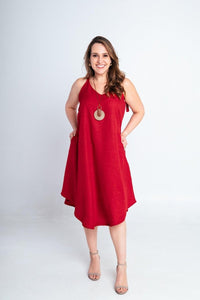 Vestido Dandara - Midi de Alça Decote V em Linho Light - Naguirre Shop