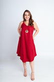 Vestido Dandara - Midi de Alça Decote V em Linho Light - Naguirre Shop