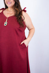 Vestido Dandara - Midi de Alça Decote V em Linho Light - Naguirre Shop