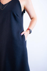 Vestido Dandara - Midi de Alça Decote V em Linho Light - Naguirre Shop