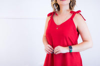 Vestido Dandara - Midi de Alça Decote V em Linho Light - Naguirre Shop