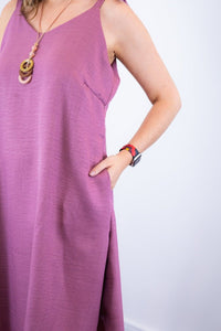 Vestido Dandara - Midi de Alça Decote V em Linho Light - Naguirre Shop