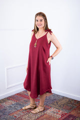 Vestido Dandara - Midi de Alça Decote V em Linho Light - Naguirre Shop