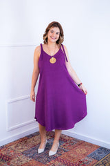 Vestido Dandara - Midi de Alça Decote V em Linho Light - Naguirre Shop