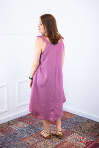 Vestido Dandara - Midi de Alça Decote V em Linho Light - Naguirre Shop