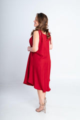 Vestido Dandara - Midi de Alça Decote V em Linho Light - Naguirre Shop