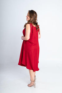Vestido Dandara - Midi de Alça Decote V em Linho Light - Naguirre Shop