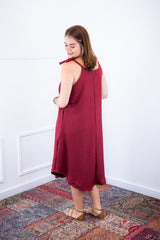 Vestido Dandara - Midi de Alça Decote V em Linho Light - Naguirre Shop