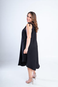 Vestido Dandara - Midi de Alça Decote V em Linho Light - Naguirre Shop
