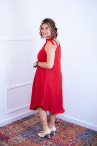 Vestido Dandara - Midi de Alça Decote V em Linho Light - Naguirre Shop