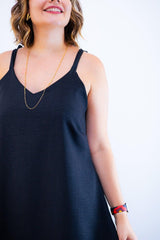 Vestido Dandara - Midi de Alça Decote V em Linho Light - Naguirre Shop