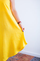 Vestido Dandara - Midi de Alça Decote V em Linho Light - Naguirre Shop