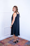 Vestido Dandara - Midi de Alça Decote V em Linho Light - Naguirre Shop