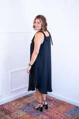 Vestido Dandara - Midi de Alça Decote V em Linho Light - Naguirre Shop