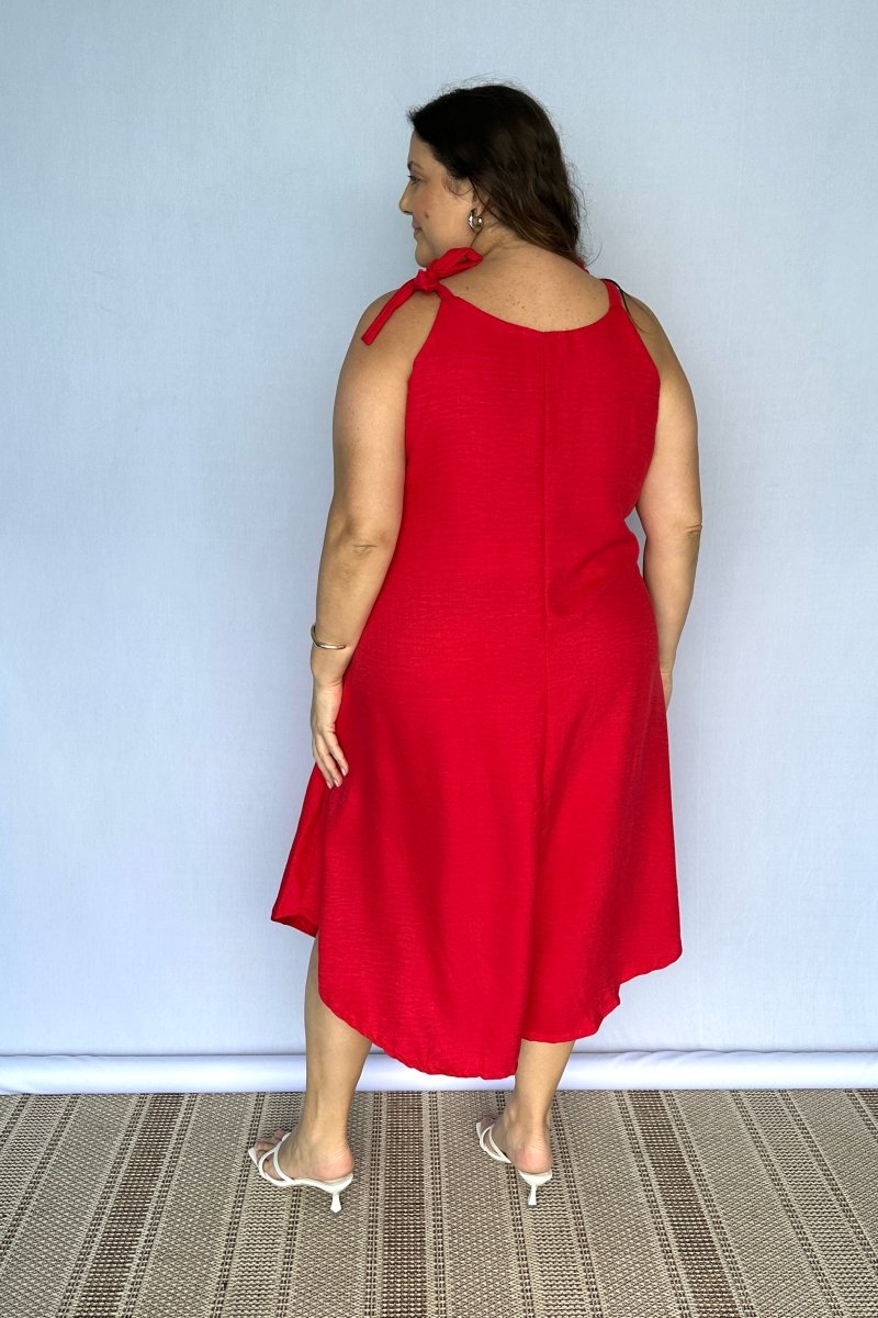 Vestido Dandara - Midi de Alça Decote V em Linho Light - Naguirre Shop