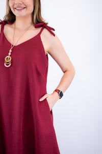Vestido Dandara - Midi de Alça Decote V em Linho Light - Naguirre Shop