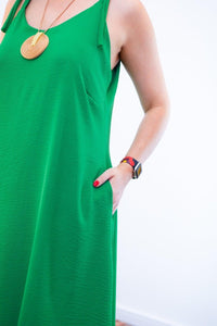Vestido Dandara - Midi de Alça Decote V em Linho Light - Naguirre Shop