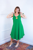 Vestido Dandara - Midi de Alça Decote V em Linho Light - Naguirre Shop