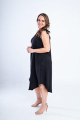 Vestido Dandara - Midi de Alça Decote V em Linho Light - Naguirre Shop