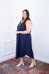 Vestido Dandara - Midi de Alça Decote V em Linho Light - Naguirre Shop