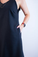 Vestido Dandara - Midi de Alça Decote V em Linho Light - Naguirre Shop