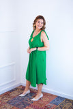 Vestido Dandara - Midi de Alça Decote V em Linho Light - Naguirre Shop