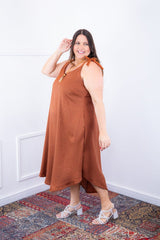 Vestido Dandara - Midi de Alça Decote V em Linho Light - Naguirre Shop