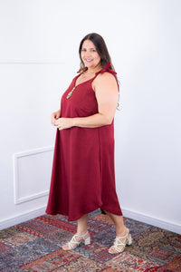 Vestido Dandara - Midi de Alça Decote V em Linho Light - Naguirre Shop