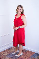 Vestido Dandara - Midi de Alça Decote V em Linho Light - Naguirre Shop