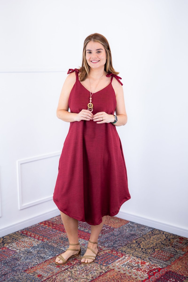 Vestido Dandara - Midi de Alça Decote V em Linho Light - Naguirre Shop