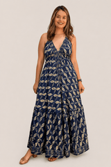 Vestido Estilo Boho Chic Toque Seda Light Evasê com Decote nas Costas Amira - Naguirre Shop
