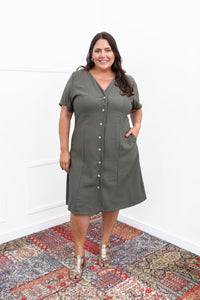Vestido Fabiana – Midi em Viscose Marrant com Manga e Bolsos - Naguirre Shop