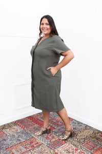 Vestido Fabiana – Midi em Viscose Marrant com Manga e Bolsos - Naguirre Shop