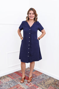 Vestido Fabiana – Midi em Viscose Marrant com Manga e Bolsos - Naguirre Shop