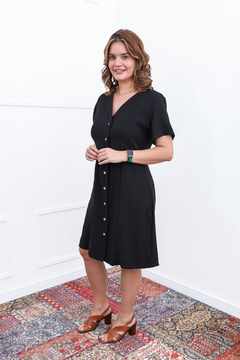 Vestido Fabiana – Midi em Viscose Marrant com Manga e Bolsos - Naguirre Shop