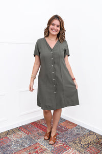 Vestido Fabiana – Midi em Viscose Marrant com Manga e Bolsos - Naguirre Shop